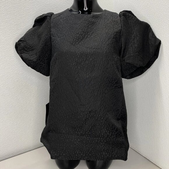 NEW POMANDER PLACE Women’s Lyla Jacquard Puff Sleeve Blouse Black Size S - Picture 1 of 9